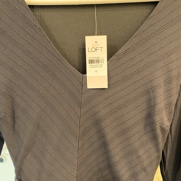 LOFT Long Sleeve Textured Midi Dress - Picture 2 of 4